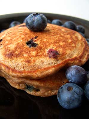 100% 100 grain pancakes with blueberries