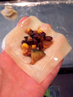Black Bean and Corn Wontons prep 1