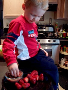 Chocolate Yogurt with toddler