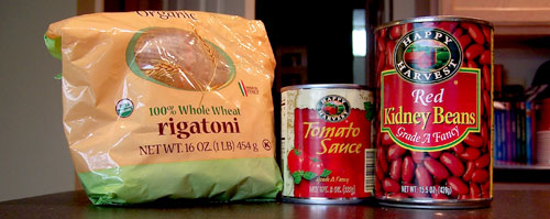 Quick (I mean REALLY quick) Pasta & Beans Ingredients