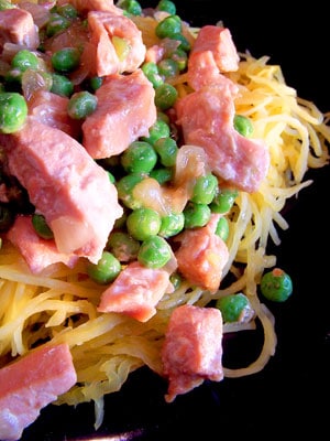 Asian Inspired Salmon & Peas over Spaghetti Squash