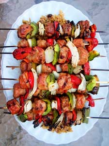 Sausage & Pepper Skewers tray