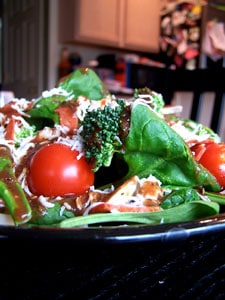 Pepperoni Pizza Salad side view