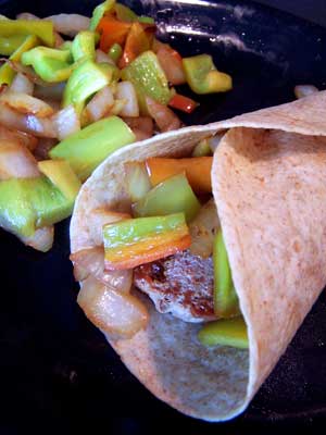 Overstuffed Sausage and Pepper Wrap