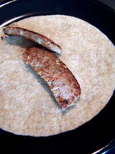 Overstuffed Sausage and Pepper Wrap - the sausage
