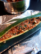Giant Stuffed Zucchini before