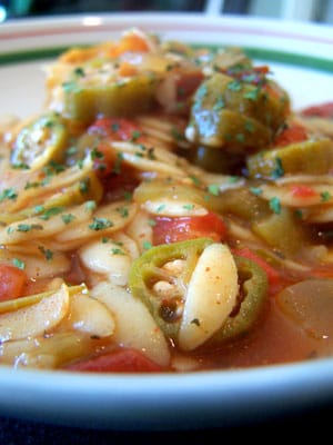 Mexican Inspired Okra Orzo Stew