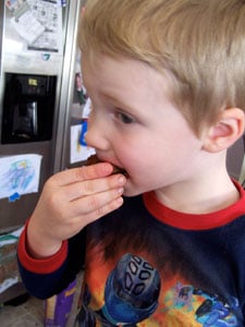 Banana Bundt Bread - toddler eating