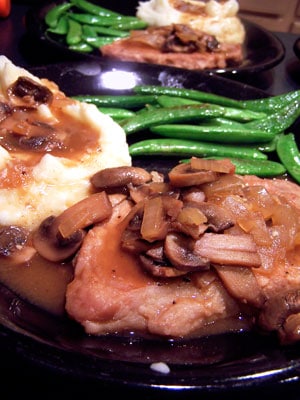 Pork Chops with Simple Mushroom Gravy