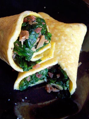Spinach and Bacon Egg Wraps