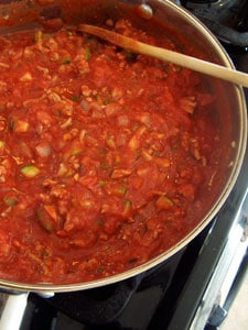Whole Wheat Pasta Pie - Add sauce