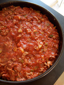 Whole Wheat Pasta Pie - top with sauce 2