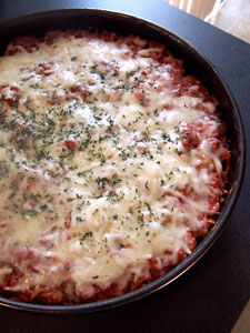 Whole Wheat Pasta Pie - done baking