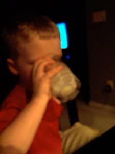 toddler drinking almond
