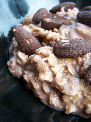 Simple Thick Chocolate Oatmeal with Almonds