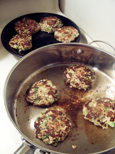 salmon cakes on the stove
