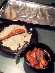 breading the breaded salmon sticks