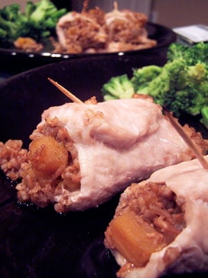 Bulgur Stuffed Pork with Butternut Squash & Apples