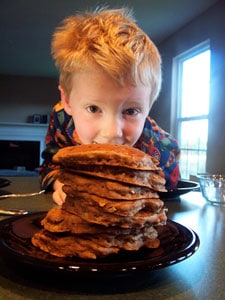Apple-Cinnamon Pancakes - eating