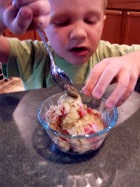 Ryan with kiwi pomegranate ice
