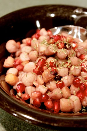 Bay Scallops with Blueberries and Pomegranate 