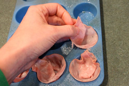 Mini Western Omelet Muffins - ham step 2