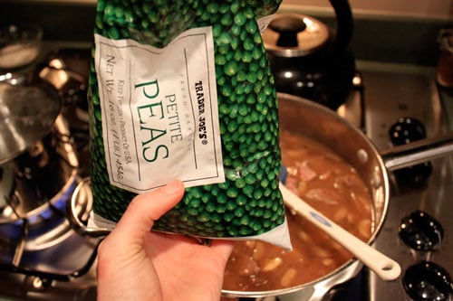 Beef with Mushrooms, Pantry Style - peas