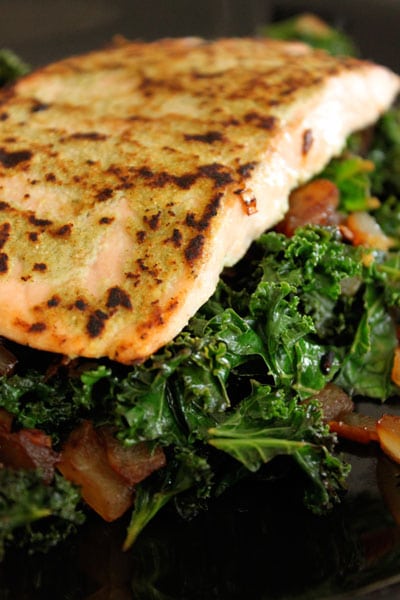 Wasabi Salmon with Asian Kale for One