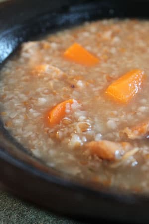 Overnight Chicken Broth Turned Bulgur Soup