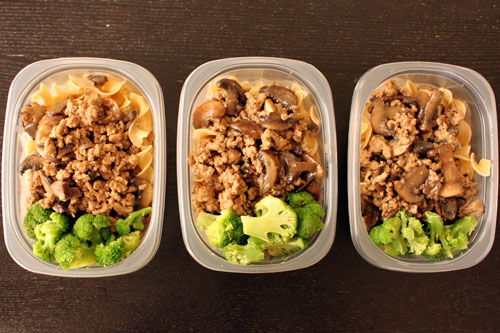 Turkey and Mushrooms over Noodles - leftovers
