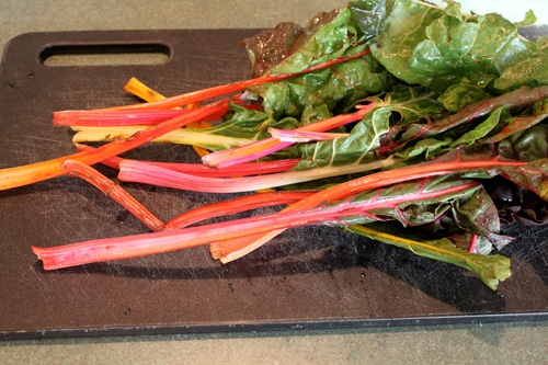 Whole Wheat Pasta with Rainbow Chard and White Beans - the chard