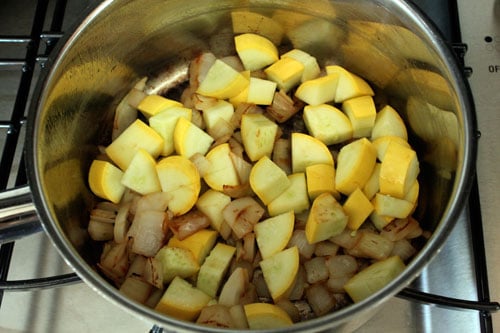 Yellow Squash and Pom Couscous Salad with Cilantro and Feta - add the squash