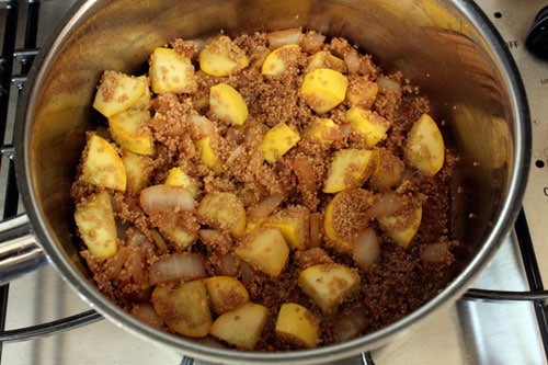 Yellow Squash and Pom Couscous Salad with Cilantro and Feta - couscous