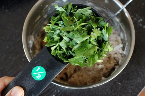 Turnip Parsley Cakes - 1/2 cup of parsley