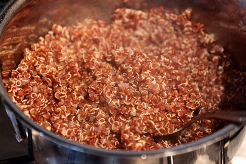 Red Quinoa Salad with Skillet Veggies - quinoa