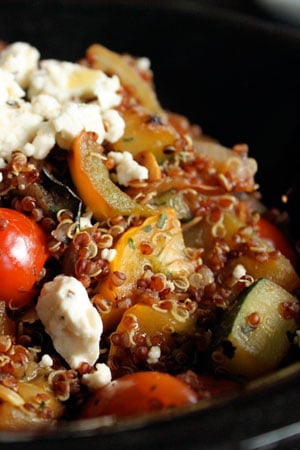 Red Quinoa Salad with Skillet Veggies