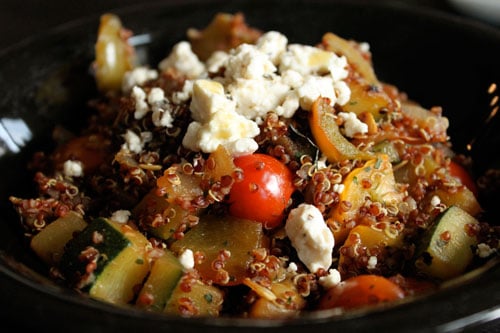 Red Quinoa Salad with Skillet Veggies