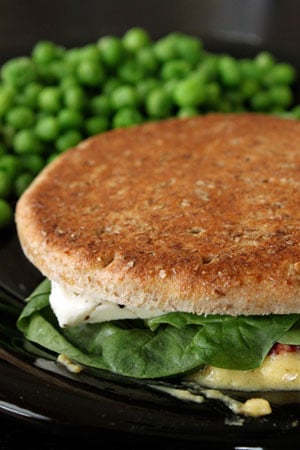 Grilled Hummus and Feta Sandwich with Sun-Dried Tomatoes and Baby Spinach