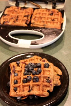 Whole Wheat Blueberry Pancake Waffles - batch