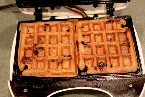 Whole Wheat Blueberry Pancake Waffles - after