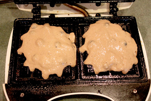 Whole Wheat Blueberry Pancake Waffles - before