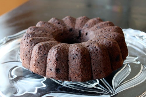Almost Homemade Chocolate Banana Bundt with Chocolate Glaze - cool