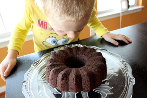 Almost Homemade Chocolate Banana Bundt with Chocolate Glaze - the waiting