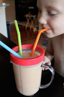 Green Tea and Tropical Fruit Smoothie - drinking