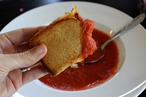 Homemade Garden Tomato Soup - grilled cheese