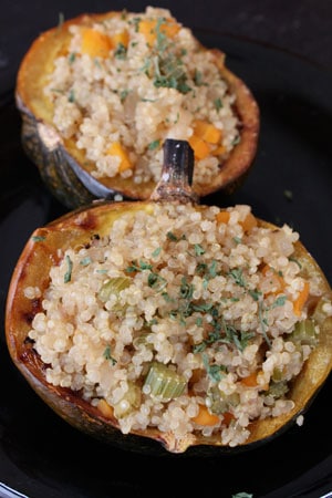 Acorn Squash Stuffed with Apple Cider Quinoa