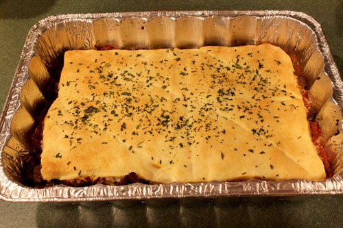 Deep Dish Crescent Pizza Casserole - finished baking