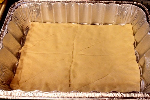 Deep Dish Crescent Pizza Casserole - before baking