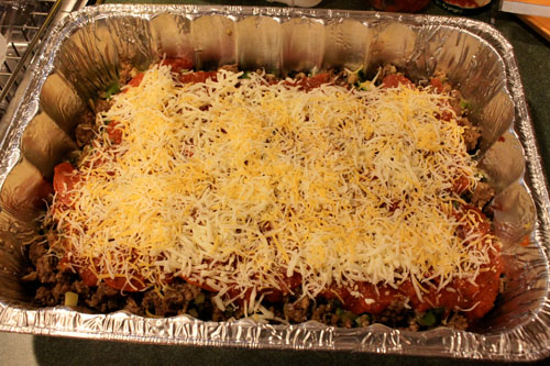 Deep Dish Crescent Pizza Casserole - sause and more cheese