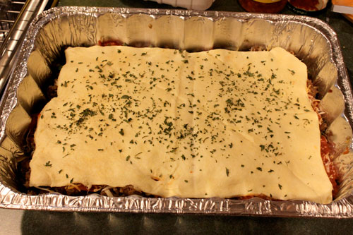 Deep Dish Crescent Pizza Casserole - top layer